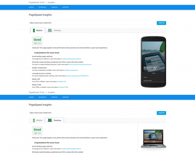 PageSpeed Testing results (29.12.2017)